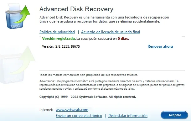 Systweak Advanced Disk Recovery Versión Full Español