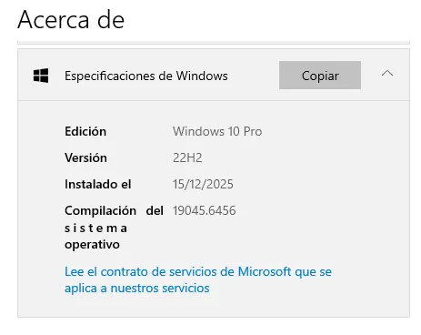 Windows 10 22H2 Pro Build 19045.6456 Español Latino x64 [Octubre 2025]